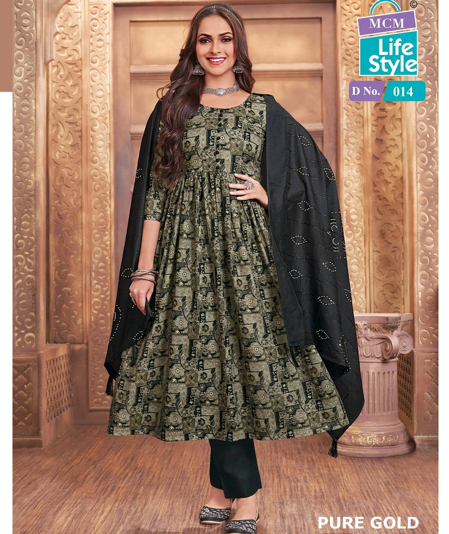 MCM Pure Gold Vol-1 - Anarkali Kurti With Pant Dupatta